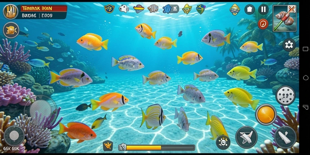 Tampilan gameplay seru saat menembak ikan di 66K.