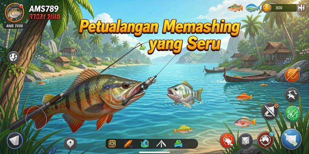 Tampilan gameplay AMS789 yang menampilkan aksi memancing yang seru.
