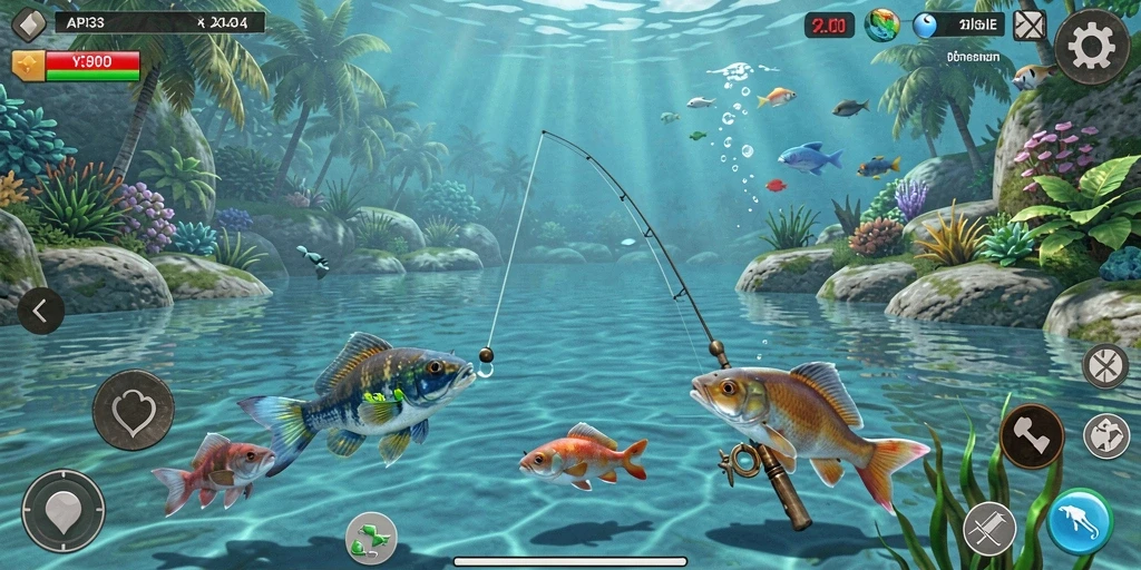 Screenshot gameplay API33 menampilkan aksi memancing yang seru dan realistis.
