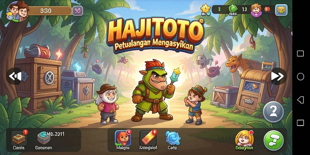 Tampilan utama gameplay HAJITOTO dengan karakter yang aktif.
