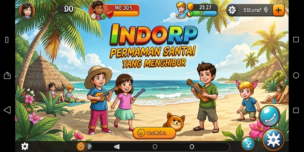 Tampilan gameplay INDORP yang penuh warna dan menyenangkan.