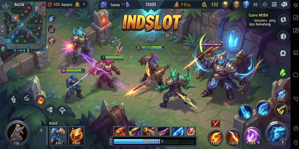 Gameplay seru INDSLOT dalam pertarungan MOBA.