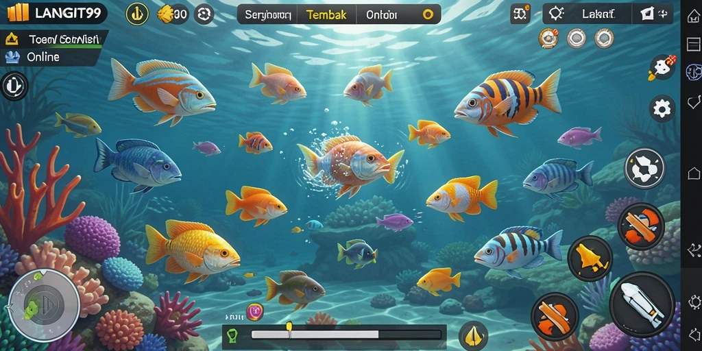 Tampilan gameplay seru di LANGIT99 saat menangkap ikan.