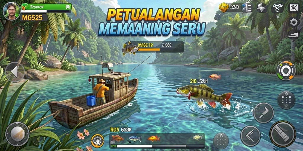 Tangkapan ikan besar dalam gameplay MG525 yang menarik.