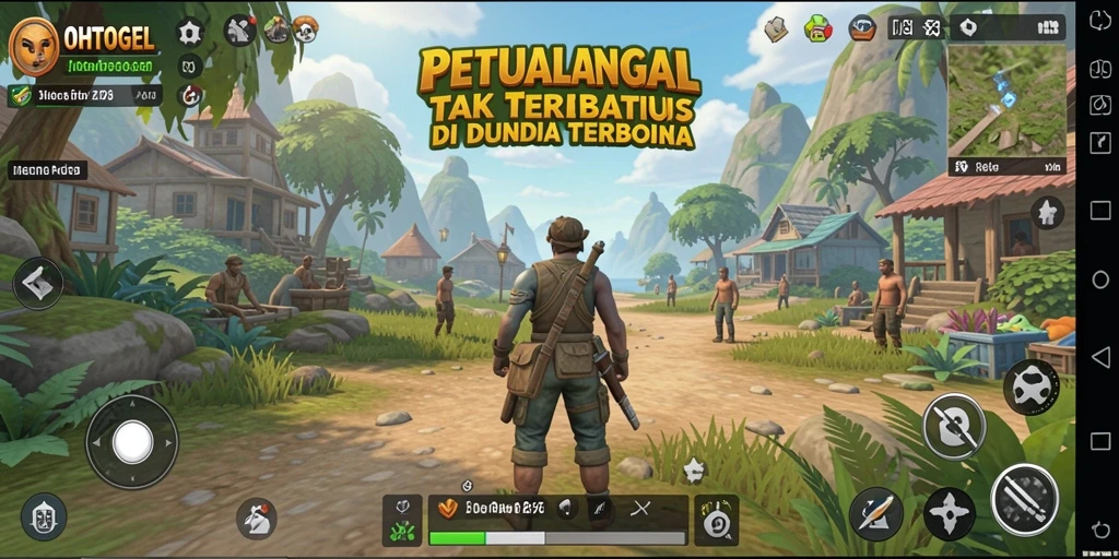 Screenshot menunjukkan petualangan menakjubkan di OHTOGEL dengan dunia terbuka yang luas.