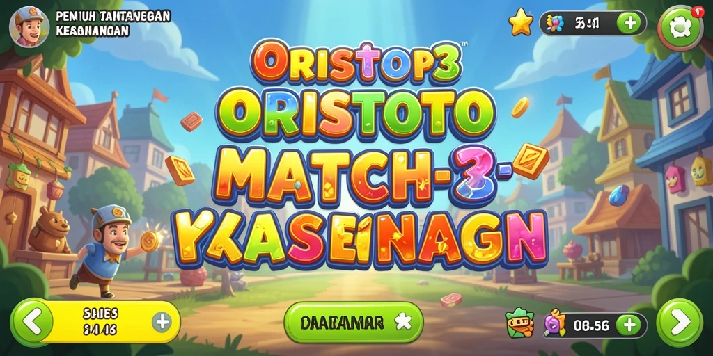 Screenshot permainan ORISTOTO menampilkan gameplay Match-3 yang menantang dan seru.