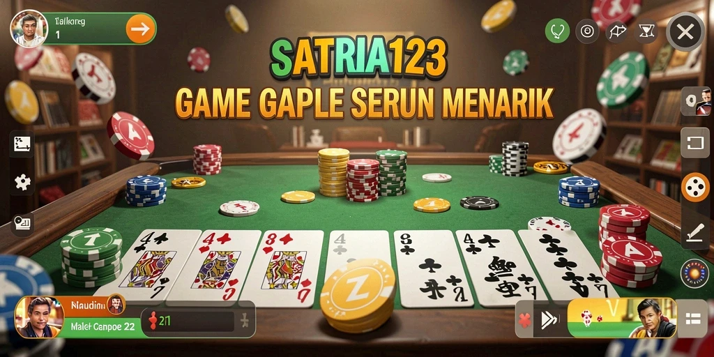 Tampilan gameplay Gaple yang seru di SATRIA123.