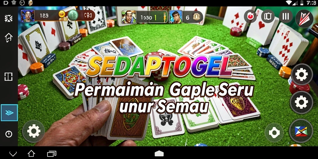 Tangkapan layar gameplay SEDAPTOGEL menampilkan keseruan bermain Gaple.