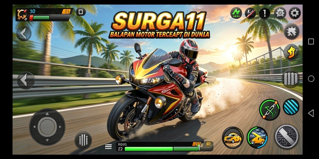 Screenshot gameplay SERU dalam balapan motor SURGA11.