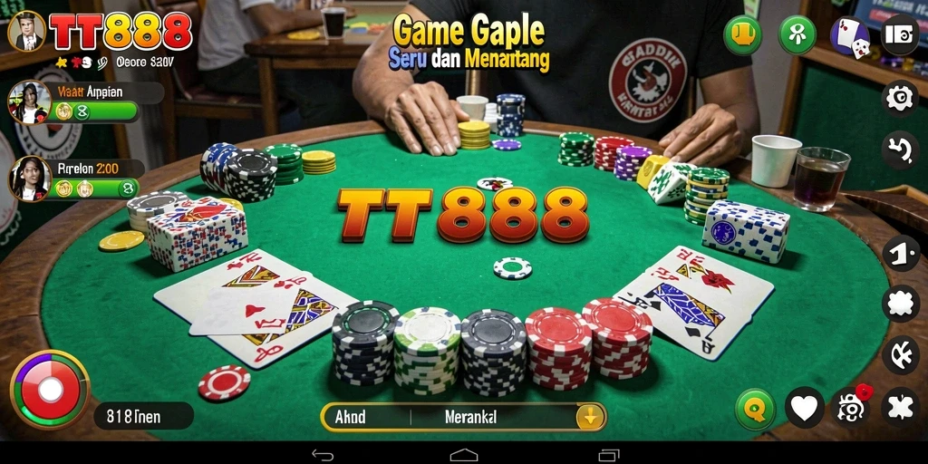 Tampilan gameplay seru TTT888 saat bermain Gaple.